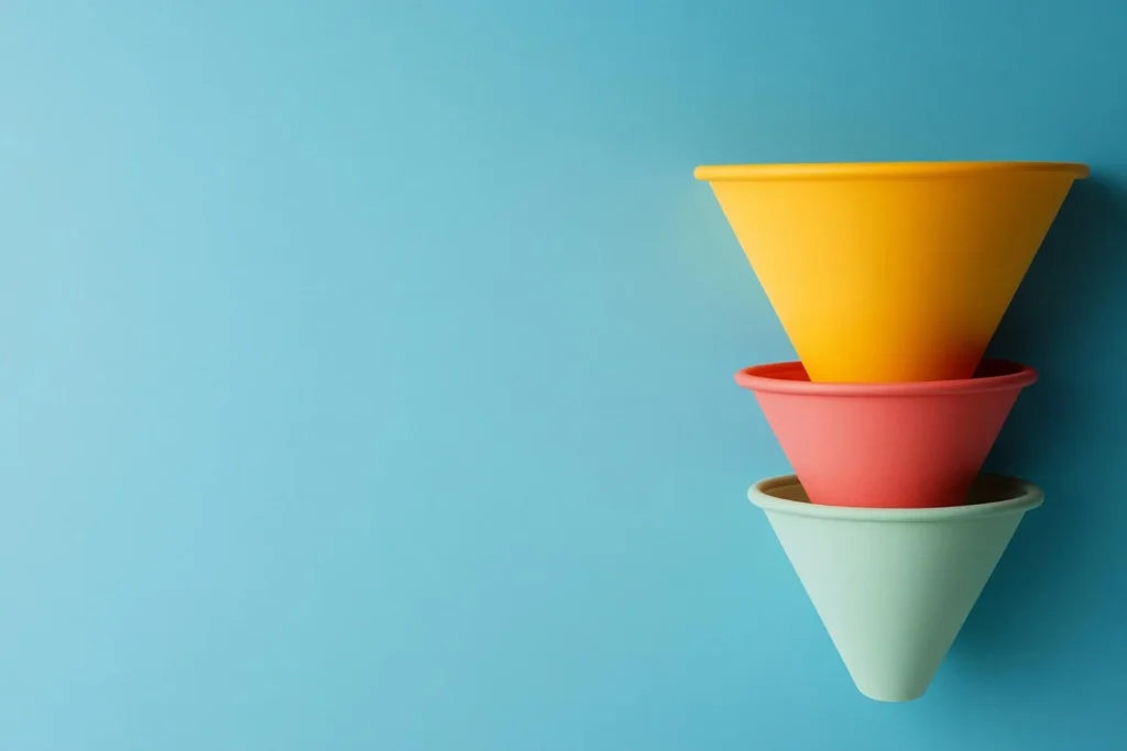 Conversion funnel yellow minimal 3d